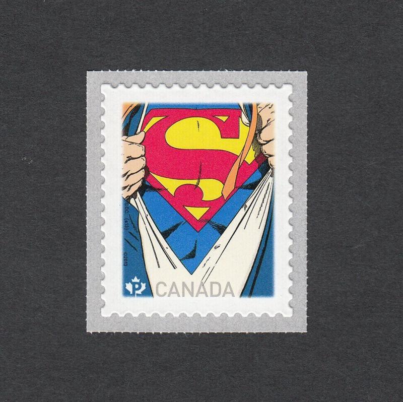 SUPERMAN  stamp cut from COIL. Comic Book Character CANADA 2013 MNH