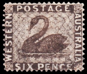 Western Australia Scott 23, Perf. 14 (1861) Used F, CV $120.00 M