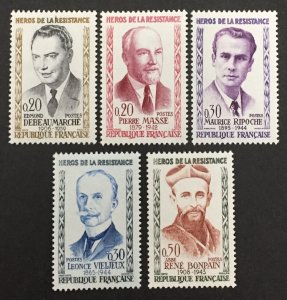 France 1960 #859-63, Heroes of Resistance, MNH.