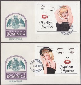 DOMINICA Sc# 1745-7 SET of 3 FDC of MARILYN MONROE S/S and SHEETLET of 9 DIFF