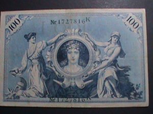 ​GERMANY 1908-OVER 114YEARS OLD RCICHS BANK NOTE USED ANTIQUE  CURRENCY VF