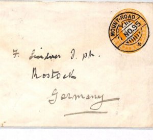 INDIA QV MARITIME Stationery SEA POST OFFICE Cover MOUNT ROAD 1895 Rostock PJ196