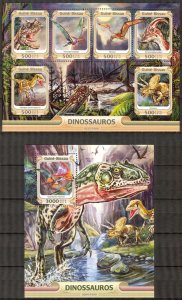 Guinea Bissau 2016 Dinosaurs (2) sheet + S/S MNH