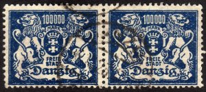 1923, Danzig, 100.000Mk, Used pair, Sc 133