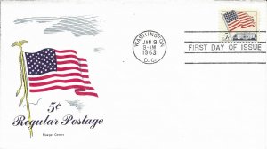 1963 FDC, #1208, 5c Flag, Fluegel Covers