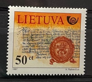 (1829) LITHUANIA 1997 : Sc# 585 LETTERS OF GRAND DUKE GEDIMINAS - MNH VF