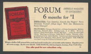 1927 PC Forum Publications Magazine Subscription For 6 Months $1.00 NY