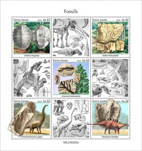 SIERRA LEONE - 2023 - Fossils - Perf 5v Sheet - Mint Never Hinged