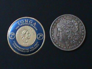 ​TONGA-SC#129-COAT OF ARMS-KOULA'S GOLD COIN STYLE STAMP MINT-VERY FINE