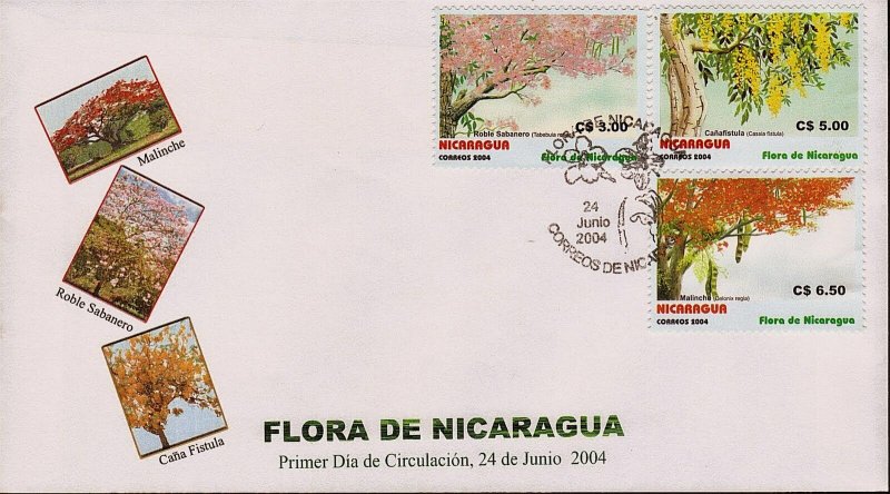 NICARAGUA FLORA Sc 2426-2428 FDC 2004