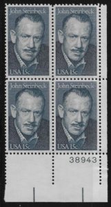 1979 John Steinbeck Plate Block Of 4 15c Postage Stamps, Sc# 1773, MNH, OG