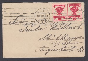 Germany, Sc 106 pair on 1919 cover, Inflation Era Rate 4, fresh, sound, F-VF