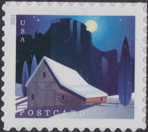 US 5549 Barns Snow Winter postcard rate single (from sheet) MNH 2021 Mint