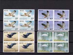 Nevis 1985 Sc#403/6  Local Hawks and Herons-Birds Block of 4 IMPERFORATED MNH