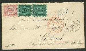 FINLAND 1871, 40pen + 8pen tied to Germany via St Petersburg Facit $3,200.00