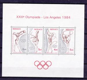 Monaco 1418 MNH 1984 Olympics, Los Angeles Sov. Sheet