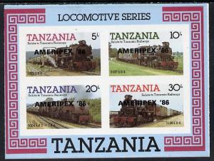 Tanzania 1986 Railways imperf m/sheet (as SG MS 434) over...