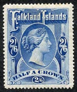 Falklands Islands SG41 QV 2/6 Deep Blue M/M (couple of insignificant tone spots)