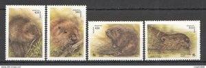 1995 Belarus Fauna Wwf Beavers Wild Animals #96-99 Set ** Tk006