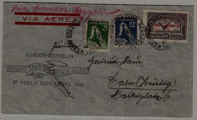 Argentina/Germany Zeppelin cover folded 14.9.32