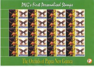 PAPUA PNG 2007 Personalised Orchids Butterfly K3.35 MNH Sheet(Pap211)