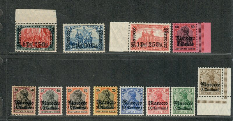 Germany Offices In Morocco Sc#33-44 M/LH/VF, 33+41 MNH Wmk 125, Cv. $692