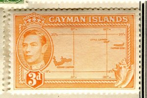 CAYMAN ISLANDS; 1938 early GVI Pictorial fine Mint hinged 3d. value