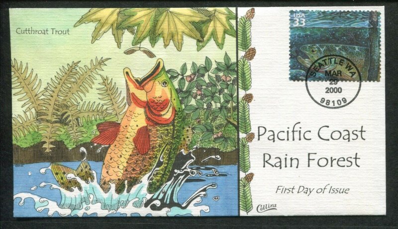 2000 Seattle Washington Pacific Coast Rain Forest Cutthroat Trout Collins FDC