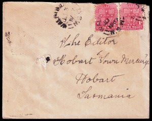 New South Wales Scott 122 Cover from Walbundrie, NSW to Hobart, Tas. (1907) F M