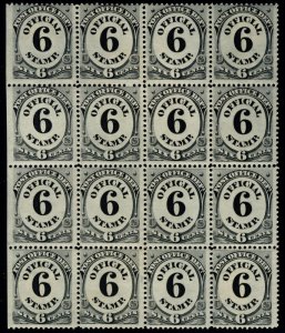 USA #O50 F/VF OG NH/Hr, Block of 16, Twelve stamps NH, post office fresh, a f...