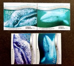 Mexico Korea Joint Issue Whale 2012 Marine Life 50th Diplomatic (stamp pair) MNH