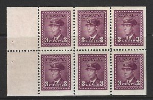 CANADA - #252c - 3c KING GEORGE VI WAR ISSUE BOOKLET PANE MNH