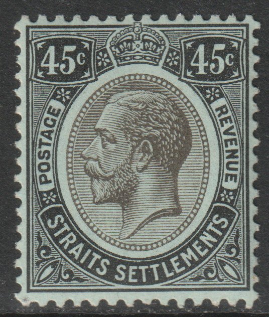 Malaya Straits Setts Scott 163 - SG208a, 1912 Crown CA 45c MH*