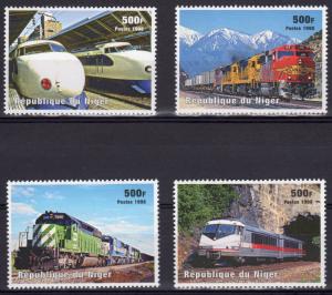 Niger 1998 Sc#1017 Trains  Set  (4) Perforated MNH