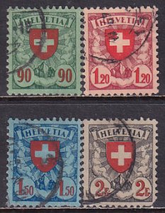 Switzerland 1924 Sc 200-203 Helvetia Swiss Cross Stamp Used