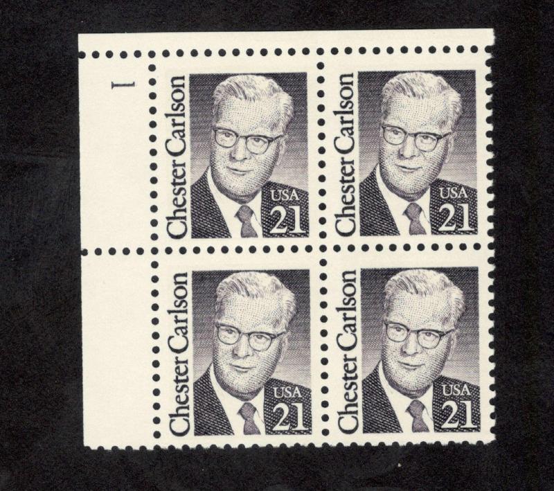 2180 Chester Carlson Plate Block Mint/nh (Free Shipping)