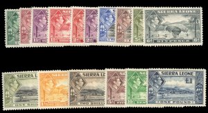 Sierra Leone #173-185 Cat$79.10 (for hinged), 1938-44 George VI, complete set...