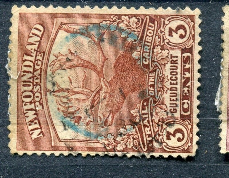 NEWFOUNDLAND; 1919 early Caribou issue fine used 3c. value Postmark