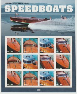 U.S.  Scott# 4163a 2007 Vintage Mahogany Speedboats MNH S/S #1