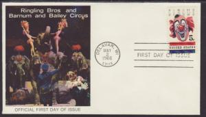 US 1309 Circus 1966 1st Ringling Brothers U/A FDC