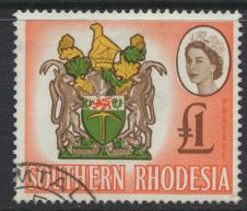 Southern Rhodesia  SG 105 SC# 108  Used FU  Coat Of Arms  - One Pound