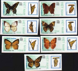 N.Vietnam Scott 1924-30 MNH Mi 1991-97 Butterflies INDIA 89 IMPERF Value $ 11.00