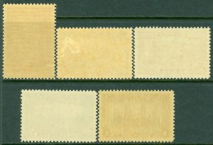 EDW1949SELL : CANADA 1938 Scott #241-45 Cplt set. XF, MNH. All Choice. Cat $230.