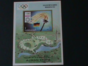 ​AJMAN-1972- 20TH OLYMPIC GAMES MUNICH'72- IMPERF-CTO-S/S--FANCY CANCEL-VF