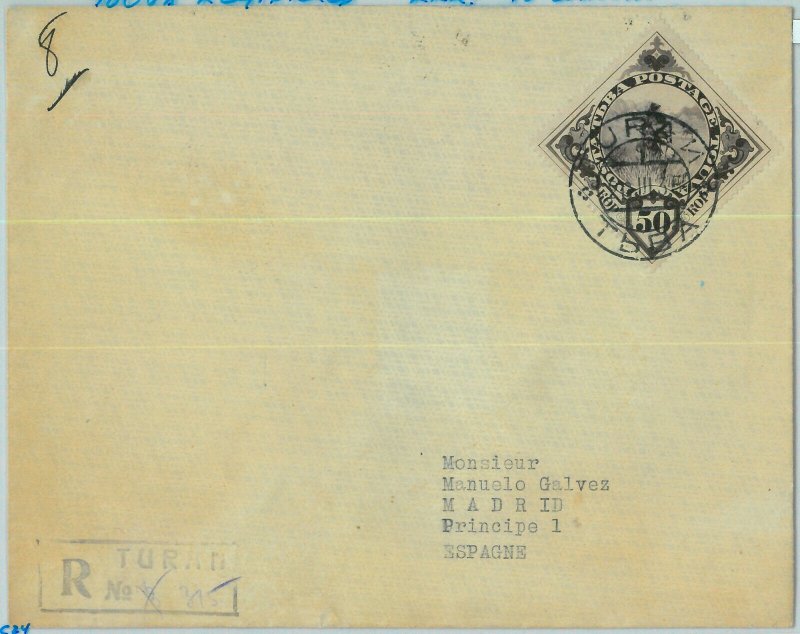 94257 - RUSSIA Touva TUVA - POSTAL HISTORY - REGISTERED COVER to SPAIN 1935-