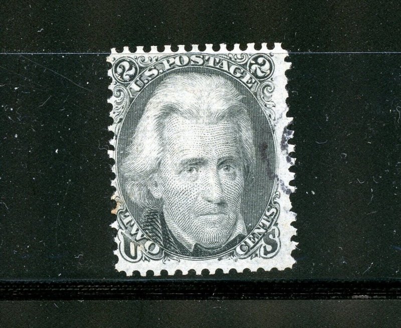 U.S. #87 (U310) Andrew Jackson 2¢ black of 1868, Used, F,FVF,CV$190.00