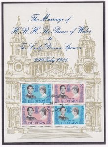 Isle of Man  #198a-199a  cancelled  1981  sheet  Royal wedding