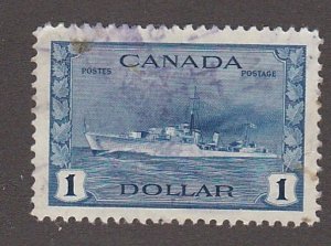 Canada # 262, Destroyer, Used, 1/3 Cat