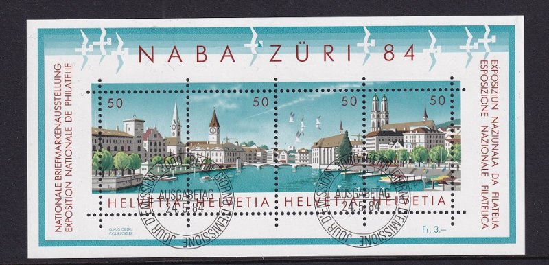 Switzerland   #749  cancelled  1984  sheet  panoramic view of Zurich