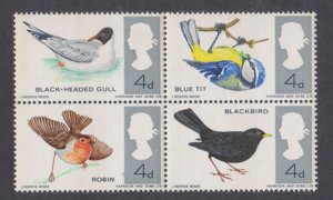 GREAT BRITAIN - 1966 BIRDS - BLOCK OF 4 - SE-TENANT MINT NH